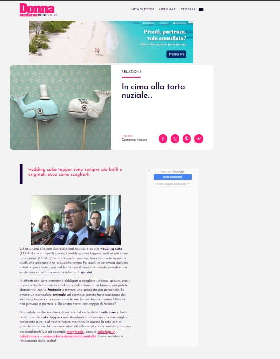 Articolo sulle mie statuine su torta